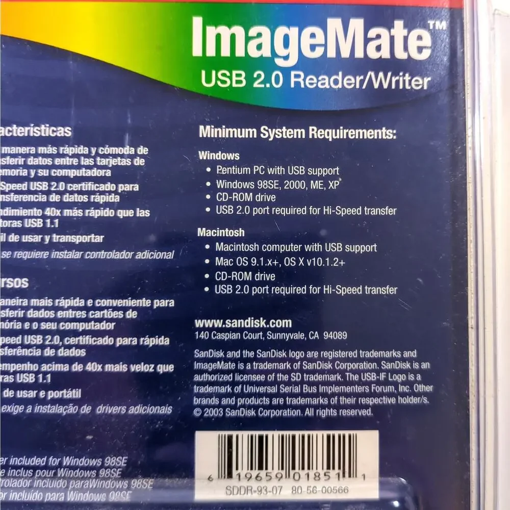 SanDisk ImageMate USB 2.0 SD MultiMediaCard Reader Writer 2003 New in Pkg